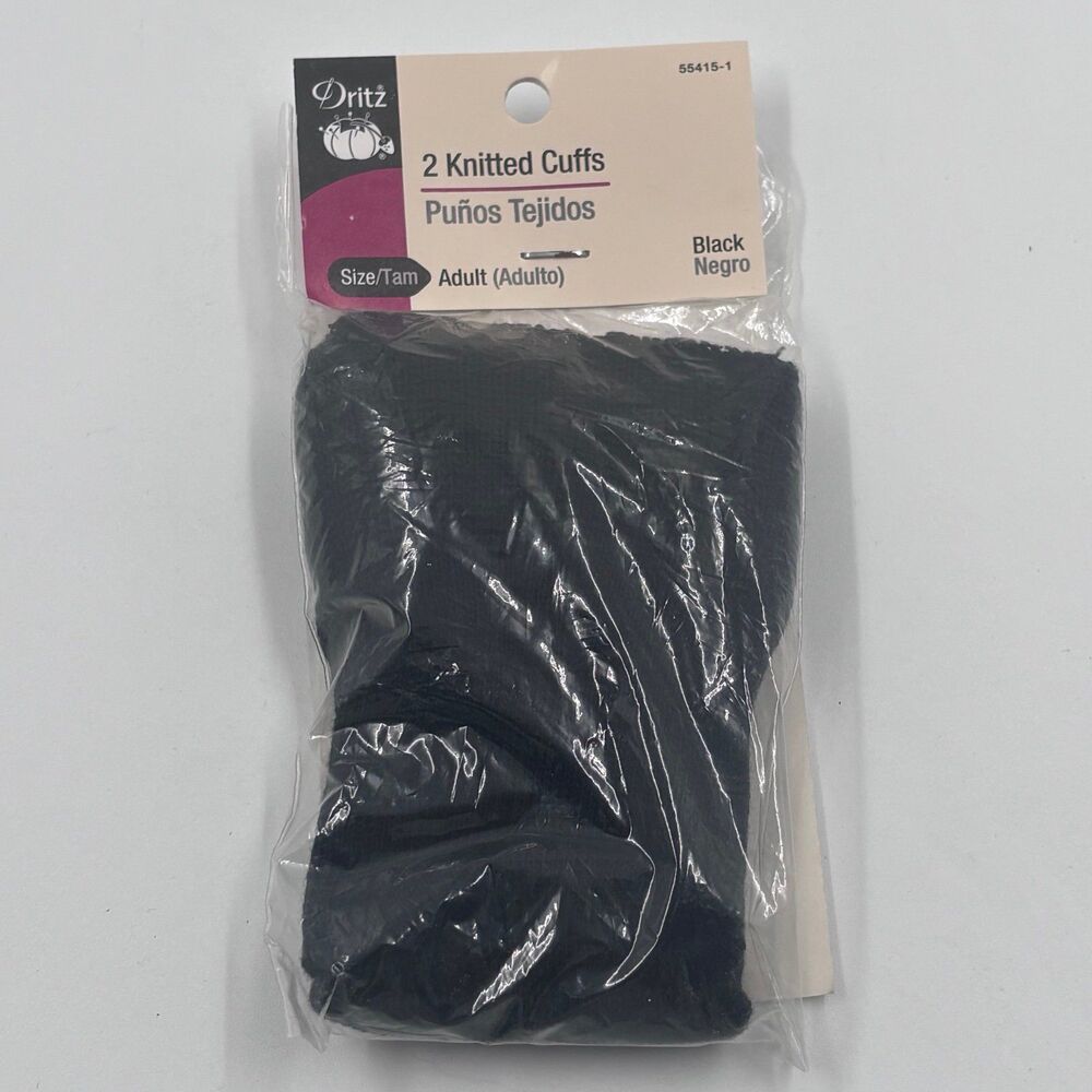 Dritz Adult Knitted Cuffs Black Jacket Sweatshirt Replacement Cuffs Sewing